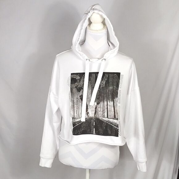 Calvin Klein Studded Woman's Cropped Hoodie - Picture 8 of 8